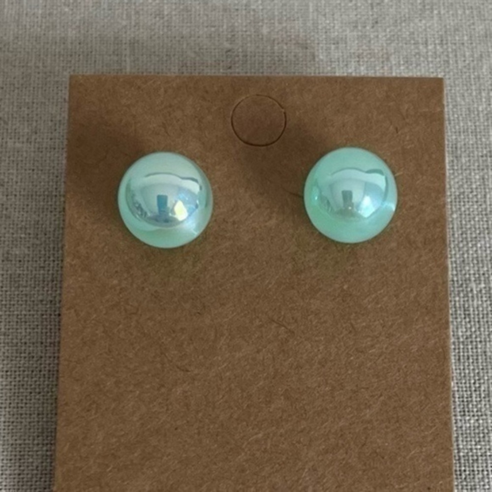 Women’s Mermaid-Inspired Aqua Faux Pearl Stud Earrings